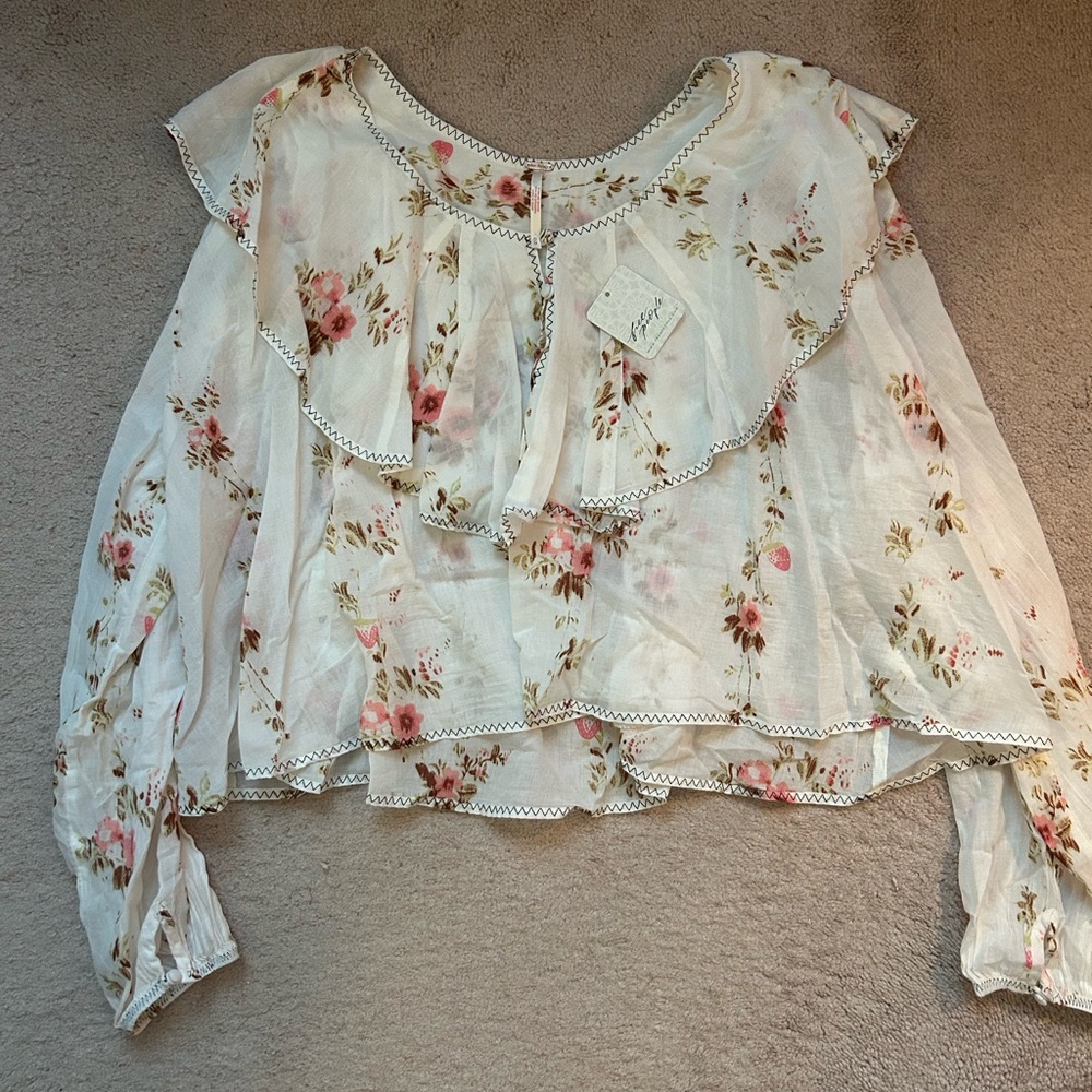 NWT Free People Camilla Printed Blouse - Picture 4 of 9